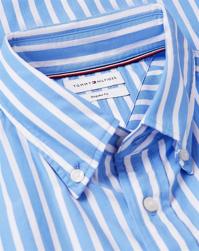 Tommy Hilfiger - Flex Poplin Skjorte - Blue Spell/Stripe